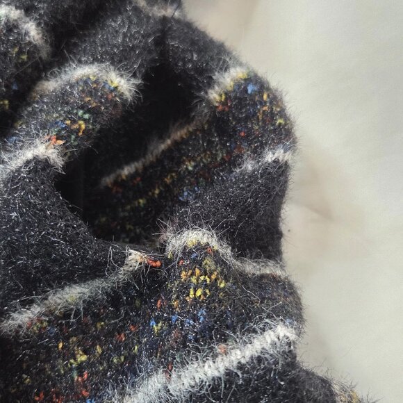 Modcloth Women's Size Small Striped Black Sweater Cardigan Open Pockets - Picture 3 of 8